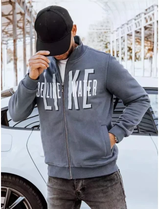Pánská tmavě šedá mikina na zip s potiskem FashionStreet BX5409