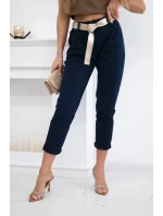Kalhoty Puntor s páskem námořnická modř