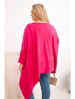 Dámská mikina Plus Size s kapucí a potiskem fuchsie