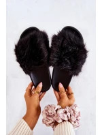 Pantofle s kožíškem Gumove Černe Pollie