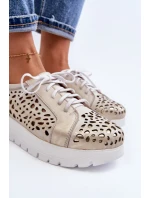 Kožené Polobotky Na Platformě Bežové Hypnosis