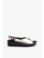 Kožené Dámské Sandály Na Klínech A Platformě S.Barski Gold