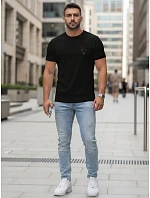 Pánské bavlněné tričko s minimalistickým potiskem, černé, FashionStreet NX0137R Pánské bavlněné tričko s minimalistickým potiskem, černé, FashionStreet NX0137R