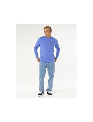 Pánské tričko RIP CURL Fade Out Icon L/S Tee, modré Pánské tričko RIP CURL Fade Out Icon L/S Tee, modré
