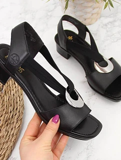 Dámské kožené sandály s gumovými pásky černé Rieker 62662