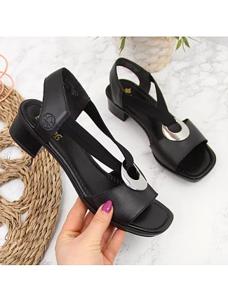 Dámské kožené sandály s gumovými pásky černé Rieker 62662