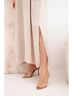 Dlouhé šaty bez ramínek tmavě béžová