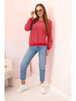 Dámská mikina s potiskem a kulatým výstřihem červený Dámská mikina s potiskem a kulatým výstřihem červený