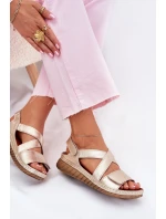 Kožené Dámské Sandály Na Suchý Zip Maciejka L6848-25 Zlaté