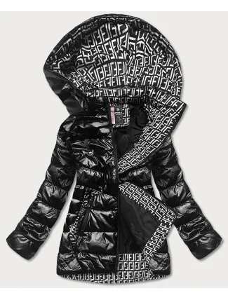 Černá dámská bunda s ozdobnou podšívkou (XW709X) Černá dámská bunda s ozdobnou podšívkou (XW709X)