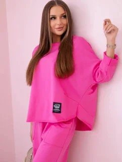 Bavlněná mikina kalhoty set růžový