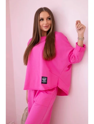 Bavlněná mikina kalhoty set růžový Bavlněná mikina kalhoty set růžový