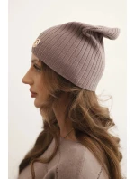 Dámská čepice s pruhy a ozdobným knoflíkem s přídavkem viskózy a modalu fango