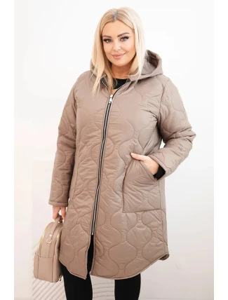 Dámská bunda Plus Size zimní prošívaná s kapucí fango