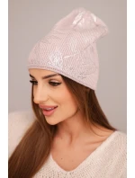 Dámská zimní čepice z vlny s dvojitým ohrnovacím lemem K426 oranžová