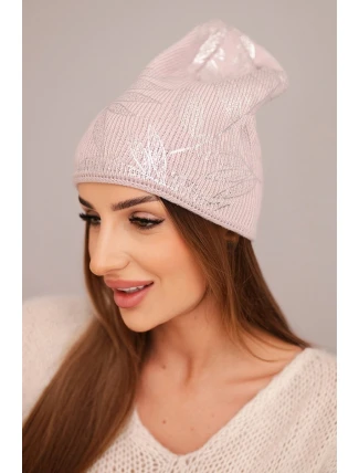 Dámská zimní čepice z vlny s dvojitým ohrnovacím lemem K426 oranžová