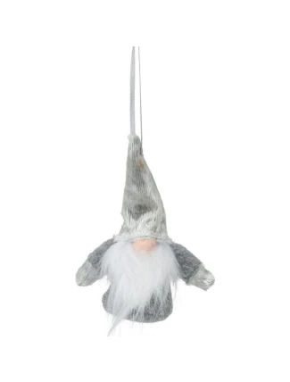 DEKORATIVNÍ PŘÍVĚSEK SANTA S ÚCHYTY 11CM ŠEDÝ