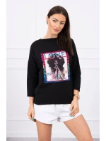 Americká dívčí grafická halenka černá S/M - L/XL