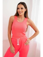 Dámská bavlněná 3-dílná souprava s mikinou, topem a tepláky růžový neon Dámská bavlněná 3-dílná souprava s mikinou, topem a tepláky růžový neon