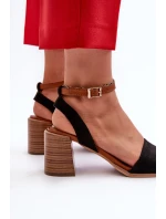 Dámské sandály na podpatku z ekologického semiše černé Ronvia