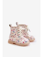 Dětské zateplené boty se zipem jednorožci béžové Tiptop