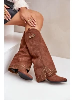 Kozačky S Ohnutým Holení Na Podpatku Hnědé Iveliri Kozačky S Ohnutým Holení Na Podpatku Hnědé Iveliri