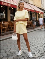 Bavlněný dámský komplet s kraťasy Polský výrobek žlutá FashionStreet AY1170
