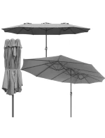 ZAHRADNÍ PARASOL XXXL 2,7x4,6 m ŠEDÝ SASKA GARDEN