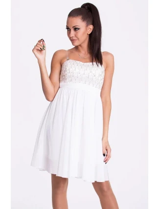 EVA & LOLA dámské značkové šaty s rozšířenou sukní bílé - Bílá / L - EVA&LOLA EVA & LOLA dámské značkové šaty s rozšířenou sukní bílé - Bílá / L - EVA&LOLA