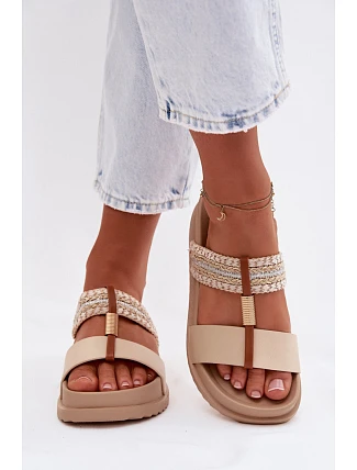 Dámské nazouváky na platformě ZX6092-2 226369 béžové - Sweet Shoes