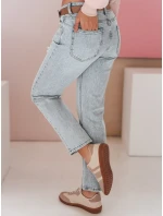 Dámské džínové kalhoty slim fit s páskem SLIMLEN modré FashionStreet UY2349