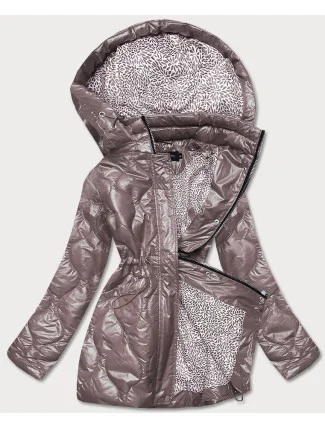 Dámská bunda v barvě cappucino s ozdobnou podšívkou (BH2182) Dámská bunda v barvě cappucino s ozdobnou podšívkou (BH2182)