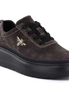 Dámské kožené boty na platformě hnědé Vinceza 41523 dámské