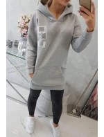 Mikina s kapucí a nášivkami šedá Mikina s kapucí a nášivkami šedá