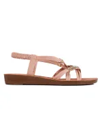 Moderní dámské růžové  sandály na plochém podpatku