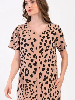 Dámské domácí šaty s krátkým rukávem Leopard