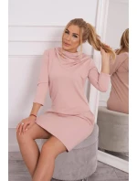 Šaty s kapucí a kapsami tmavě pudrově růžové