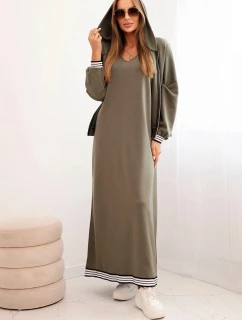 Komplet dámský s viskózou s rozepínací mikinou a dlouhou sukni fango