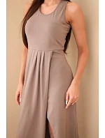 Dámské bavlněné midi šaty bez rukávů s nařasením fango