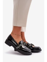 Lakovane Dámské Mokasíny S Mašlí Černé S.Barski HY42-331A