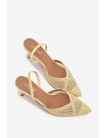 Sandály z pleteniny na jehlové podpatku žluté Hanelis