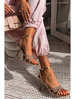 Dámské sandály na podpatku se zdobenými pásky Šampaňské Gedira