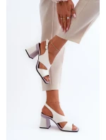 Dámské sandály na vysokém podpatku bílé D&A