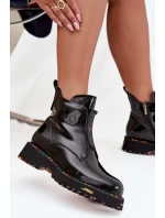 Dámské lakované boty Artiker – černé, zateplené, přírodní kůže
