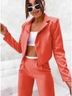 Dámský komplet v korálové barvě - krátké sako a široké kalhoty (8263) Dámský komplet v korálové barvě - krátké sako a široké kalhoty (8263)