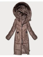 Hnědá zimní vypasovaná bunda v délce do poloviny stehen S'West (B/R8535-48)