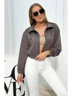 Semišová mikina na zip šedý Semišová mikina na zip šedý