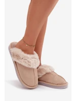 Dámské pantofle s kožešinou béžové Carisse