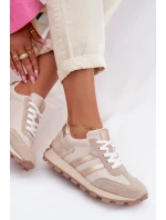 Semišové dámské tenisky na platformě S.Barski LR61-7097 tmavě béžové