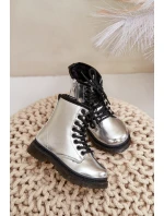 Zateplené Dívčí Lakované Kotníkové Boty Na Zip Stříbrné Novita Zateplené Dívčí Lakované Kotníkové Boty Na Zip Stříbrné Novita